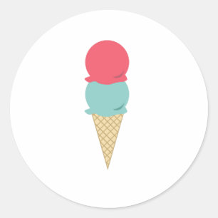 Whimsical Double Scoop Ice Cream Cone Classic Round Sticker