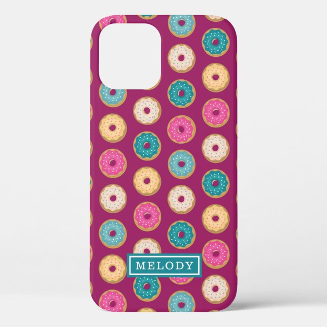 Whimsical Doughnut Pattern on Purple Case-Mate iPhone Case (Back)