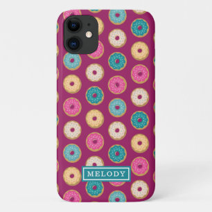 Whimsical Doughnut Pattern on Purple Case-Mate iPhone Case