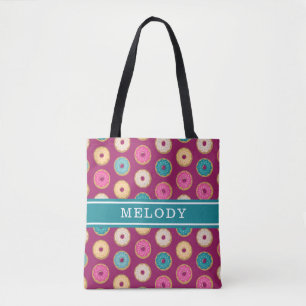Whimsical Doughnut Pattern on Purple Tote Bag