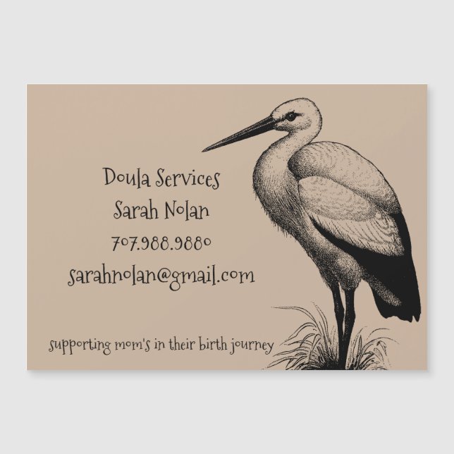 Whimsical Doula Stork Magnetic Card (Front)