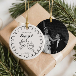 Whimsical Doves Engagement Keepsake Ornament