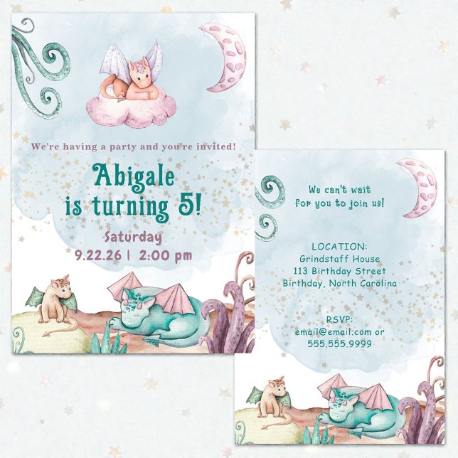 Whimsical Dragon Animal Birthday Invitation (Creator Uploaded)