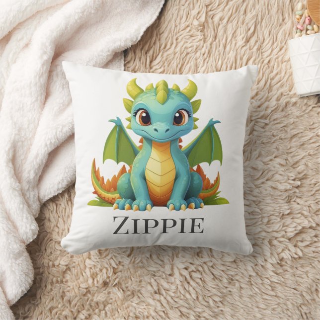 Whimsical Dragon Decor Personalised Throw Pillow (Blanket)