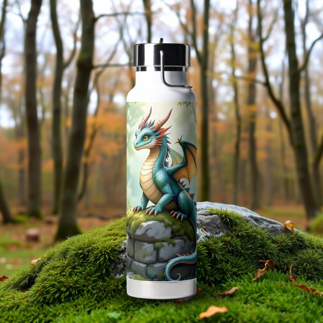 Whimsical Dragon on Ancient Stone Water Bottle (Creator Uploaded)