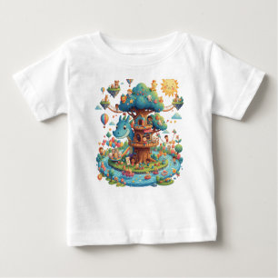 Whimsical Dragon Treehouse Fantasy Kids T-Shirt