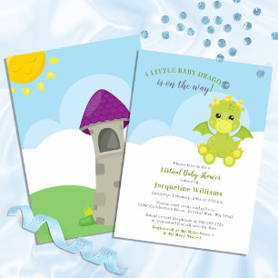 Whimsical Dragon Virtual Baby Boy Shower Invitation