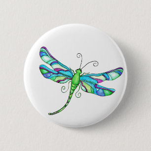 Whimsical Dragonflies 6 Cm Round Badge