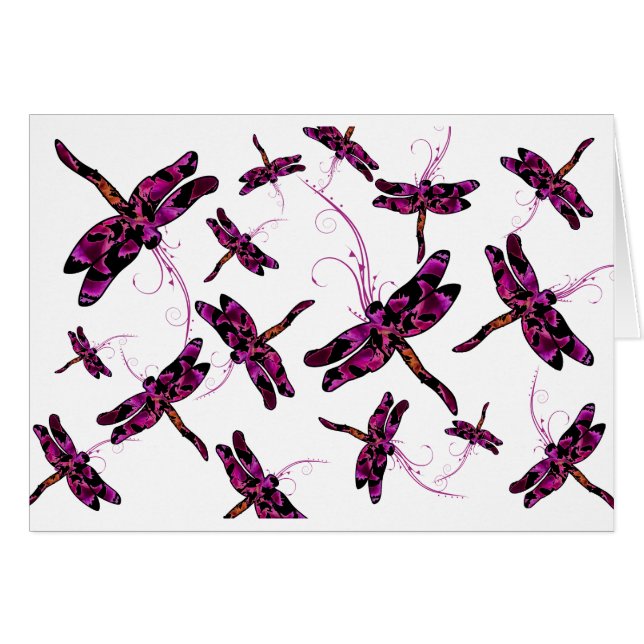 Whimsical Dragonflies Card (Front Horizontal)