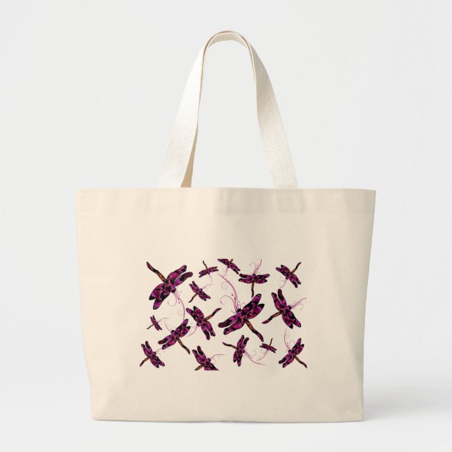 Whimsical Dragonflies Large Tote Bag (Front)