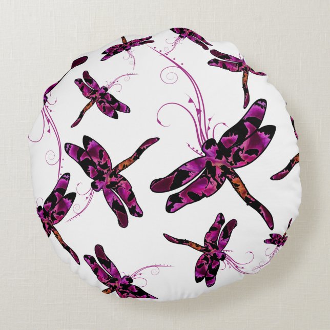 Whimsical Dragonflies Round Cushion (Back)