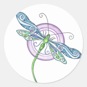 Whimsical Dragonfly Classic Round Sticker