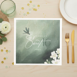 Whimsical Dragonfly Floral Sweet 16 ID1310 Napkin