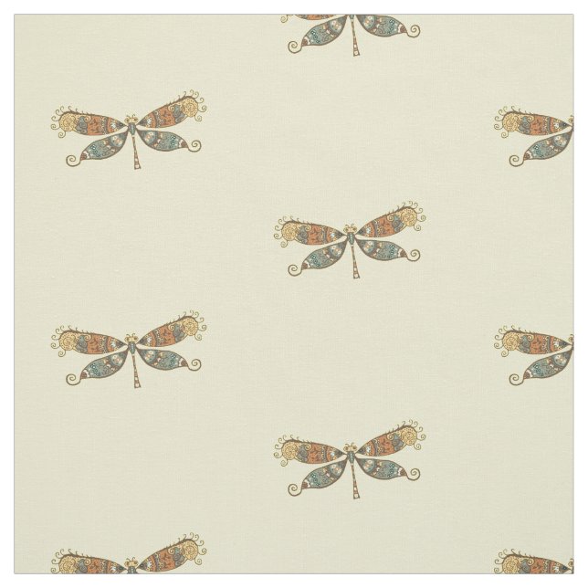 Whimsical Dragonfly Pattern Fabric (Swatch)