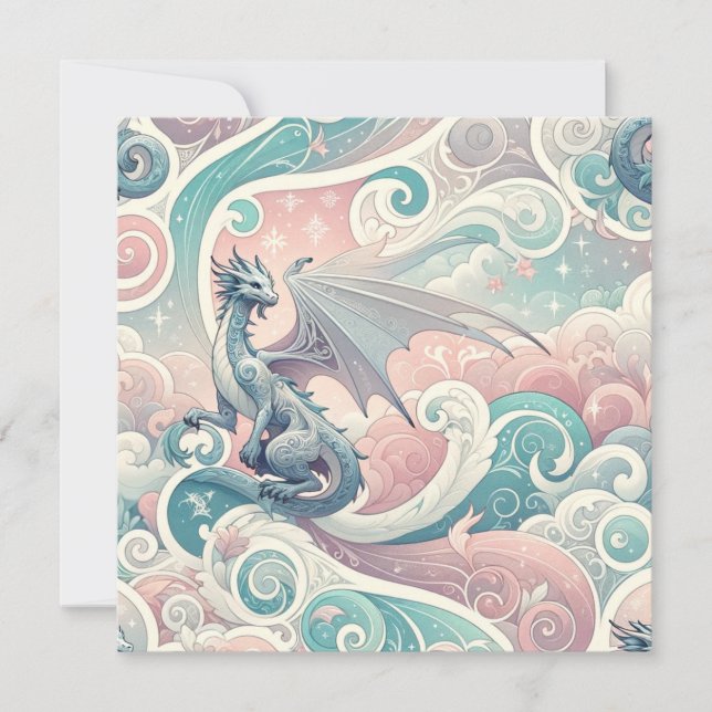 Whimsical Drakes: Pastel Dragon Fantasy Invitation (Front)