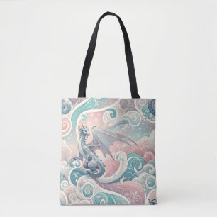 Whimsical Drakes: Pastel Dragon Fantasy Tote Bag