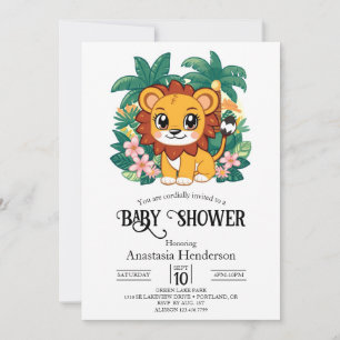 Whimsical Dreamy Lion Digital Baby Shower Invitation