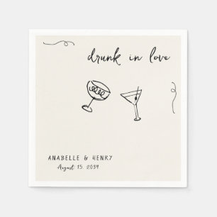 Whimsical Drunk in Love Handwriting Script Wedding Napkin