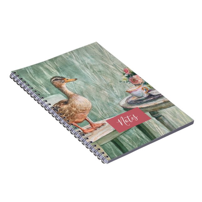 Whimsical Duck and Vintage Teacup Notebook (Right Side)