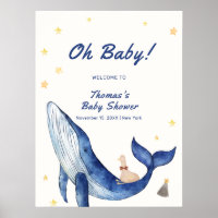 Whimsical Duck Stars Whale Baby Shower Welcome