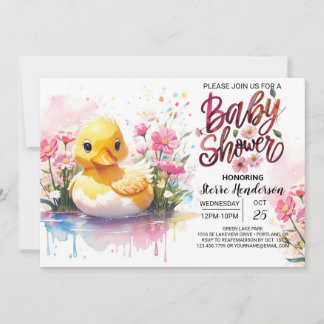 Whimsical Duckling Baby Bliss Shower Invitation