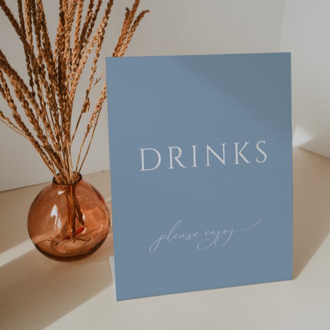 Whimsical Dusty Blue Baby Shower Drinks Pedestal Sign (Creator Uploaded)