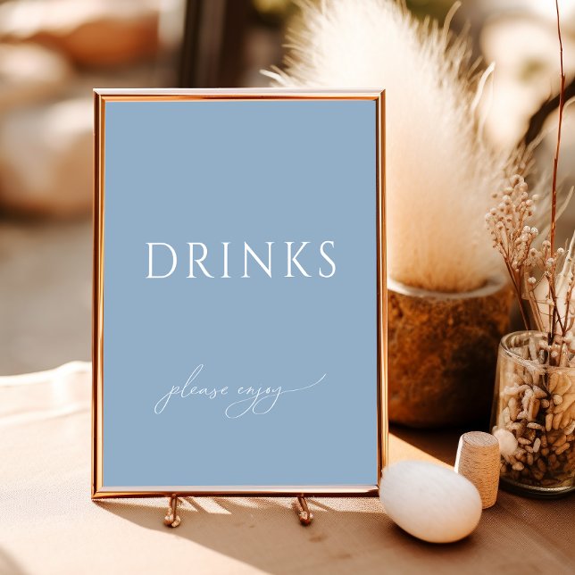Whimsical Dusty Blue Baby Shower Drinks Sign (Creator Uploaded)