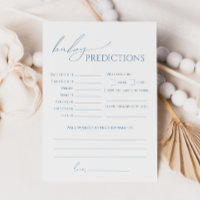 Whimsical Dusty Blue Baby Shower Predictions Card
