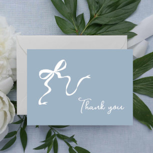 Whimsical Dusty Blue Baby Shower Thank You Card