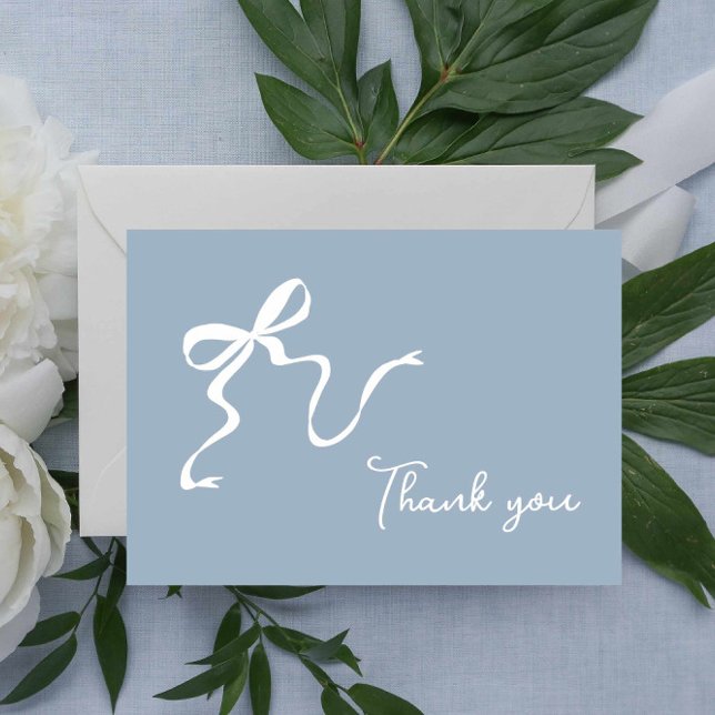 Whimsical Dusty Blue Baby Shower Thank You Card (Creator Uploaded)