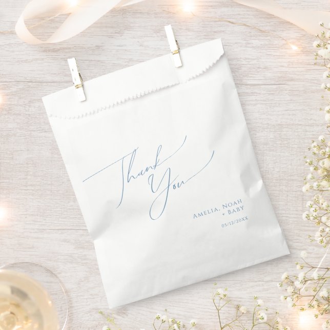 Whimsical Dusty Blue Baby Shower Thank You Favour Bags (Clipped)
