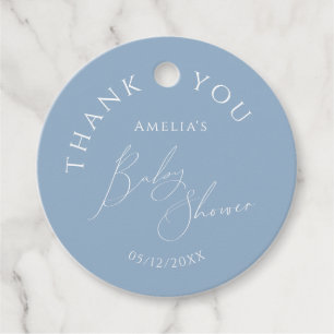 Whimsical Dusty Blue Baby Shower Thank You Favour Tags