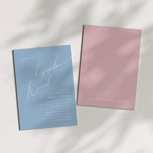 Whimsical Dusty Blue/Pink Baby Gender Reveal  Invitation