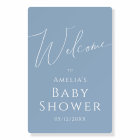 Whimsical Dusty Blue Welcome Baby Shower