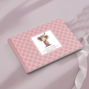 Whimsical dusty pink toddler girl birthday guest book