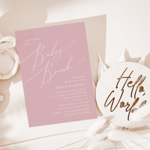 Whimsical Dusty Rose Baby Brunch Invitation