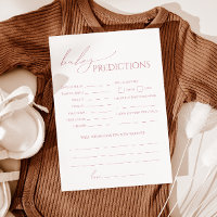 Whimsical Dusty Rose Baby Shower Predictions Card