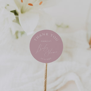 Whimsical Dusty Rose Baby Shower Thank You Favour Classic Round Sticker