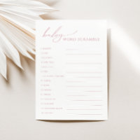 Whimsical Dusty Rose Baby Word Scramble Card