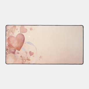 Whimsical Dusty Rose Heart Cascade Abstract Desk Mat