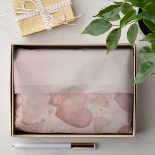 Whimsical Dusty Rose Heart Cascade Abstract Tissue Paper
