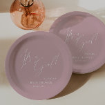 Whimsical Dusty Rose It's a Girl! Baby Shower Paper Plate<br><div class="desc">Introducing our whimsical dusty rose it's a girl! baby shower paper plates, perfect for your simple modern boho spring or summer celebration! This plate has a blush, light-hearted, boho-chic vibe with elegant calligraphy and a delicate minimalist design, making it ideal for girls. Plus, it's editable, so you can add your...</div>