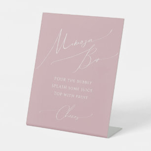 Whimsical Dusty Rose Mimosa Bar Baby Shower Pedestal Sign