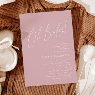 Whimsical Dusty Rose Oh Baby! Baby Shower Invitation