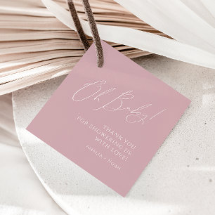 Whimsical Dusty Rose Oh Baby Shower Thank You Favour Tags