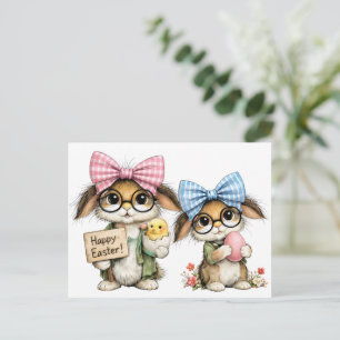 Whimsical Easter Bunnies  Postcard
