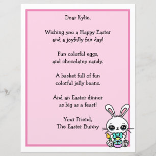 Whimsical Easter Bunny and Poem Kid's Letter Game