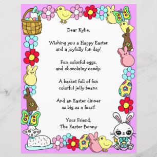 Whimsical Easter Bunny and Poem Kid's Letter Game
