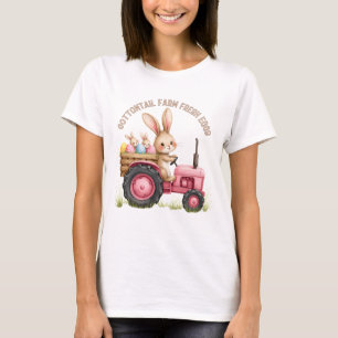  Whimsical Easter Bunny Farm Vintage Tractor T-Shirt
