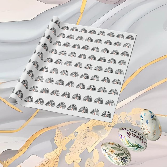 Whimsical Easter Bunny Rainbow Icon Minimal Spring Wrapping Paper (Whimsical Easter Bunny Rainbow Icon Minimal Spring Wrapping Paper)